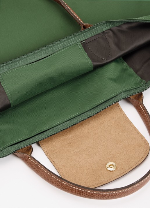 Longchamp Le Pliage handtas M met leren details - detail 4 groen
