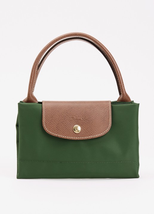 Longchamp Le Pliage handtas M met leren details - detail 6 groen