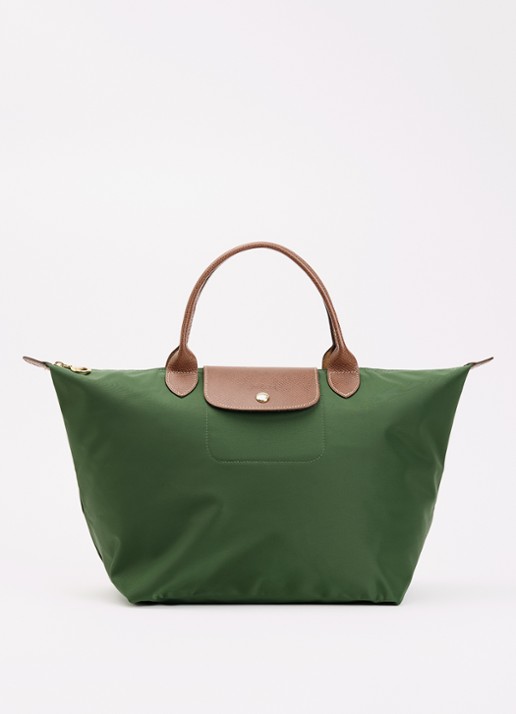 Longchamp Le Pliage handtas M met leren details - voorkant 2 groen