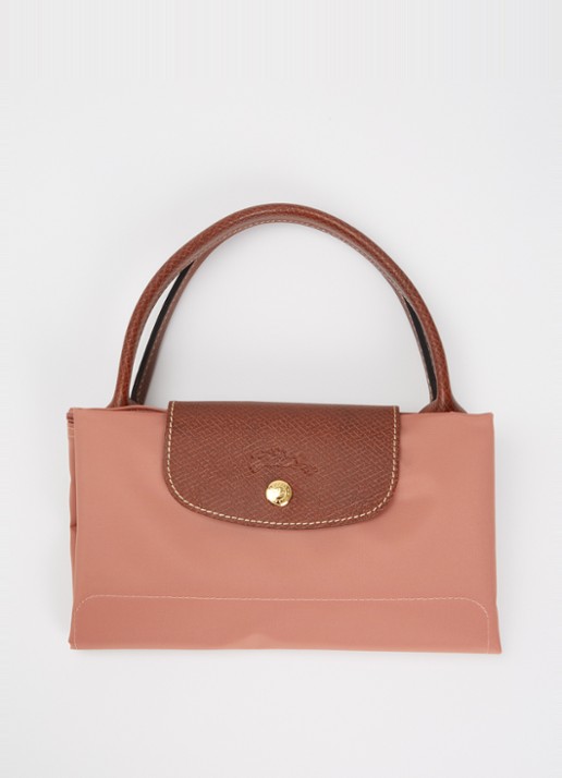 Longchamp Le Pliage handtas M met leren details - detail 6 oudroze