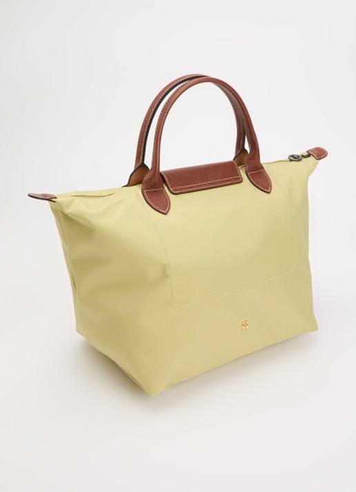 Longchamp Le Pliage handtas M met leren details - achterkant 7 mosgroen