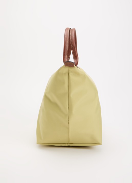 Longchamp Le Pliage handtas M met leren details - detail 2 mosgroen