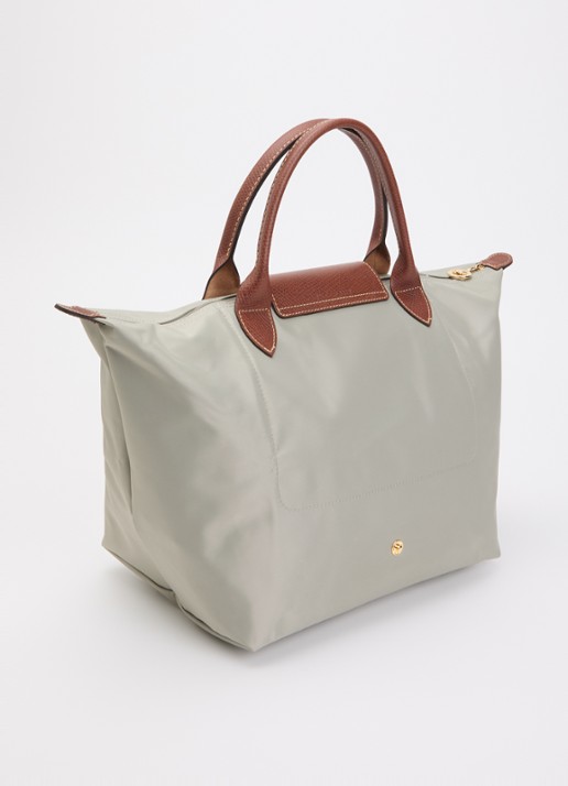 Longchamp Le Pliage handtas M met leren details - achterkant donkergrijs