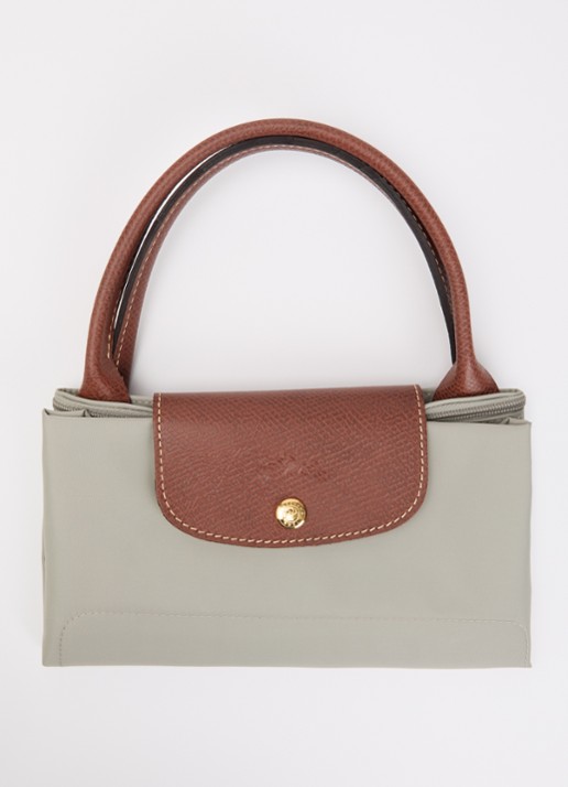 Longchamp Le Pliage handtas M met leren details - detail 6 donkergrijs