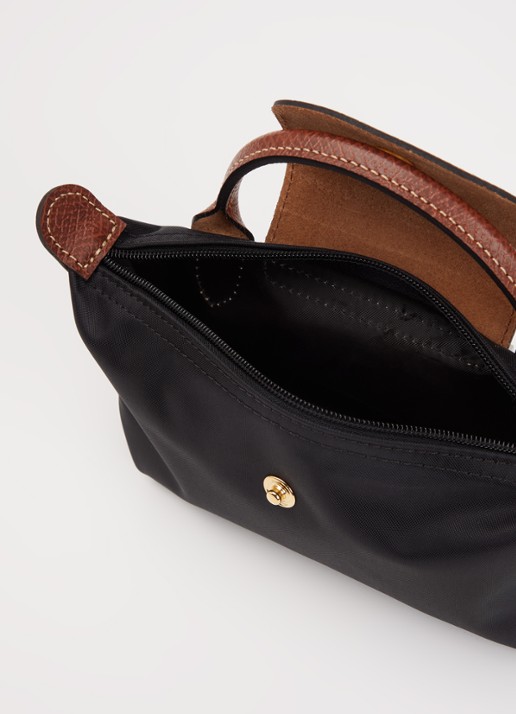 Longchamp Le Pliage handtas met leren details - detail 4 zwart