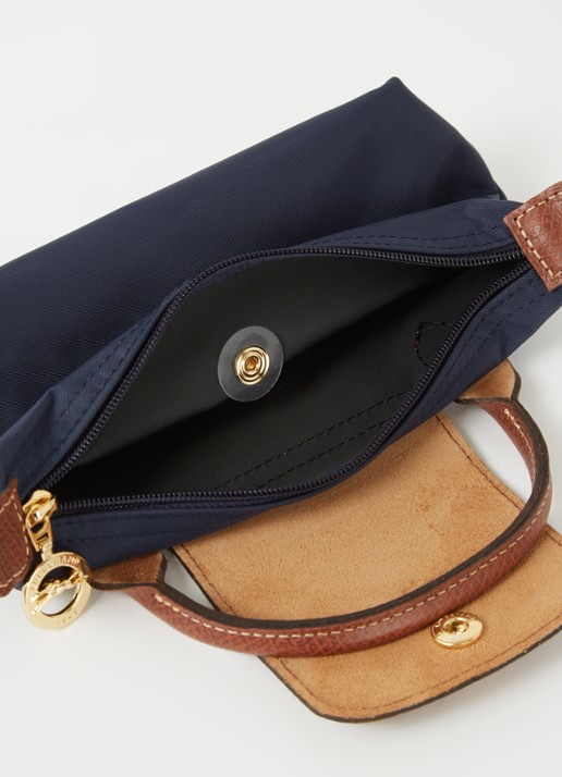 Longchamp Le Pliage handtas met leren details - detail 4 donkerblauw