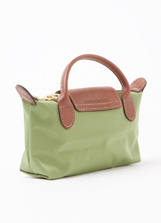 Longchamp Le Pliage handtas met leren details - achterkant 5 groen