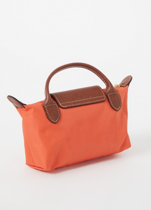 Longchamp Le Pliage handtas met leren details - achterkant 3 orange