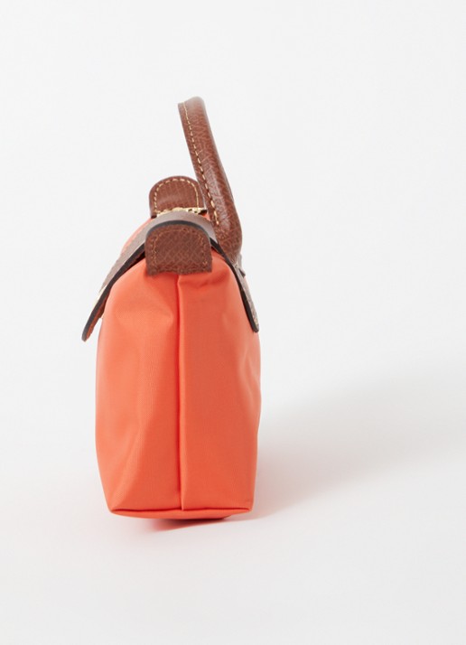 Longchamp Le Pliage handtas met leren details - detail 5 orange