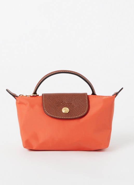 Longchamp Le Pliage handtas met leren details - voorkant orange