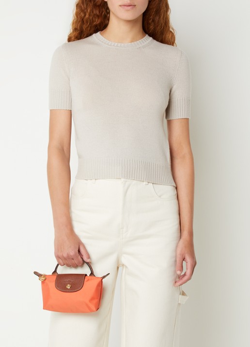 Longchamp Le Pliage handtas met leren details - voorkant 2 orange