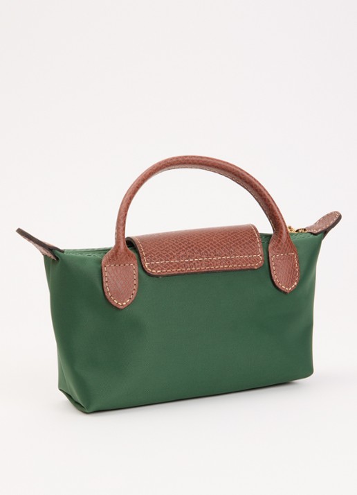 Longchamp Le Pliage handtas met leren details - achterkant 3 groen