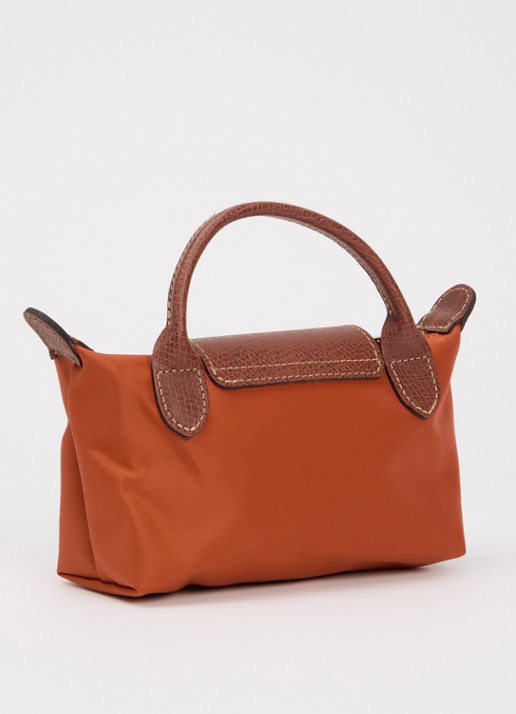 Longchamp Le Pliage handtas met leren details - achterkant 3 oranjebruin
