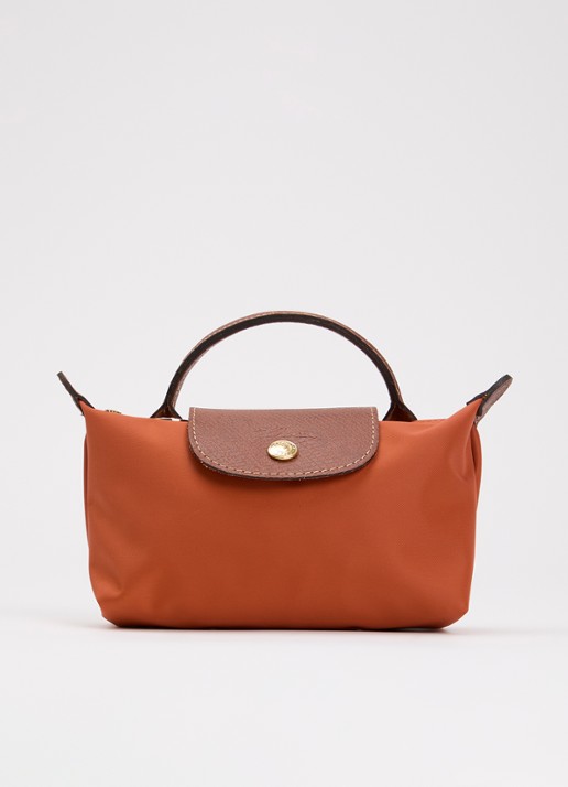 Longchamp Le Pliage handtas met leren details - voorkant oranjebruin