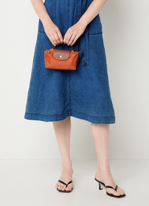 Longchamp Le Pliage handtas met leren details - voorkant 2 oranjebruin