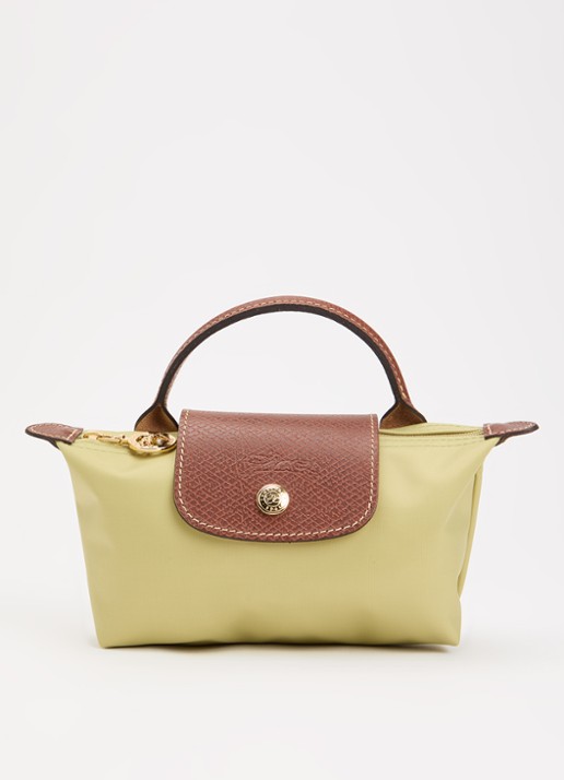Longchamp Le Pliage handtas met leren details - voorkant 6 mosgroen