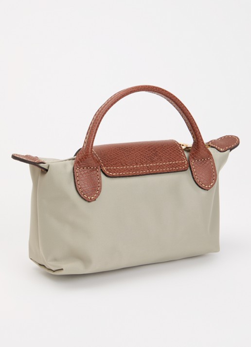 Longchamp Le Pliage handtas met leren details - achterkant grijs