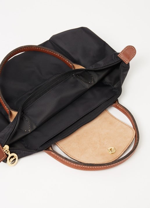 Longchamp Le Pliage handtas S met leren details - detail 4 zwart