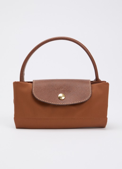 Longchamp Le Pliage handtas S met leren details - detail 3 cognac