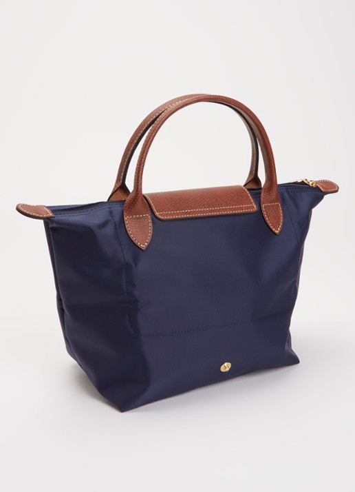 Longchamp Le Pliage handtas S met leren details - achterkant 3 donkerblauw