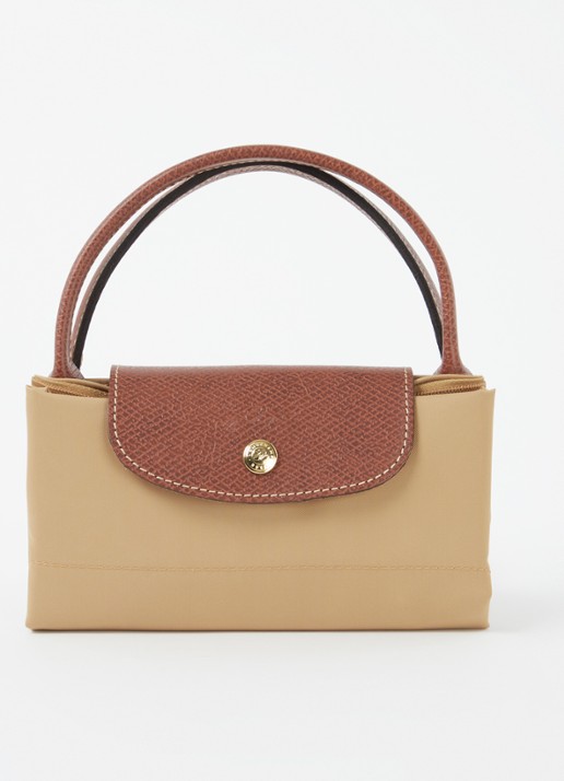 Longchamp Le Pliage handtas S met leren details - detail 6 camel