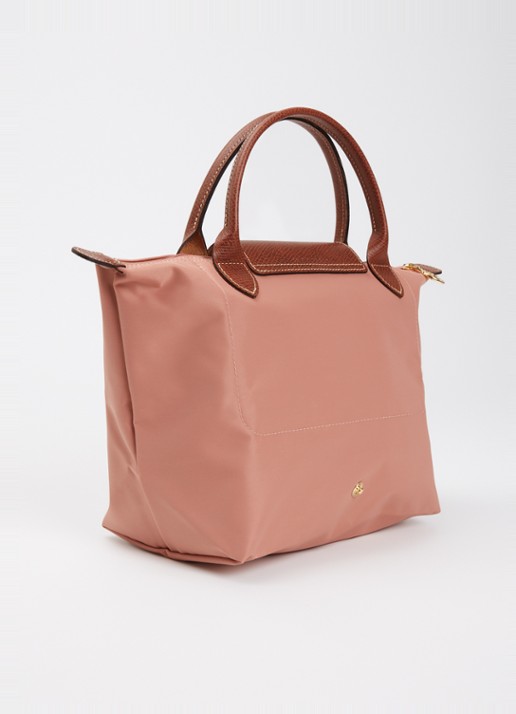Longchamp Le Pliage handtas S met leren details - achterkant 7 oudroze