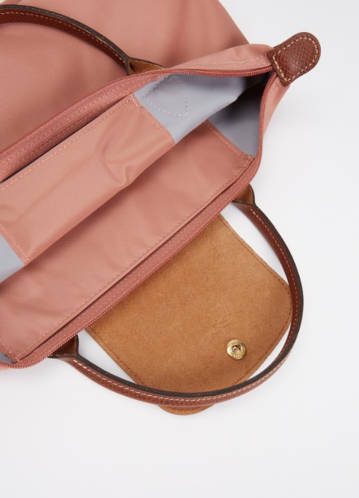 Longchamp Le Pliage handtas S met leren details - detail oudroze
