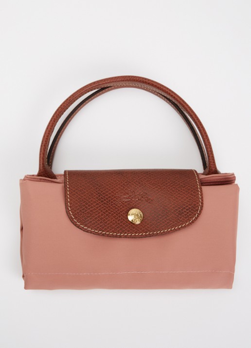 Longchamp Le Pliage handtas S met leren details - detail 3 oudroze