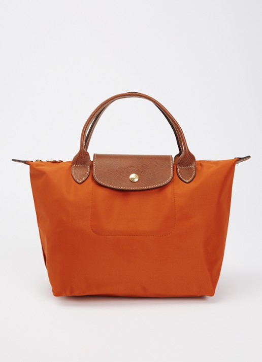 Longchamp Le Pliage handtas S met leren details - voorkant 6 antraciet
