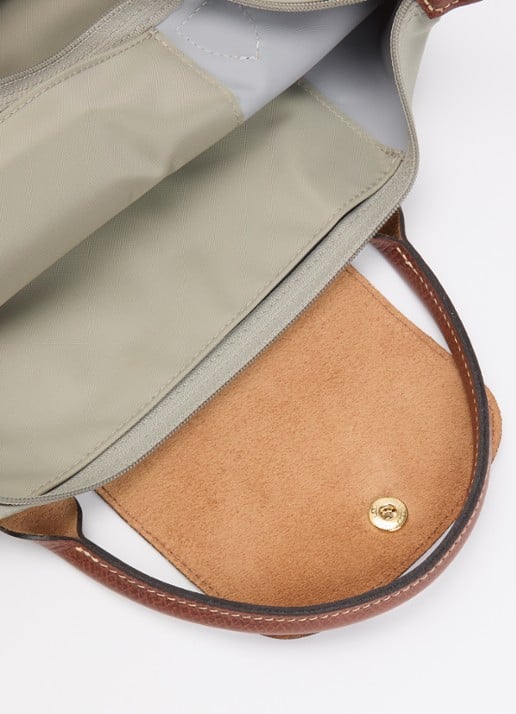 Longchamp Le Pliage handtas S met leren details - detail donkergrijs