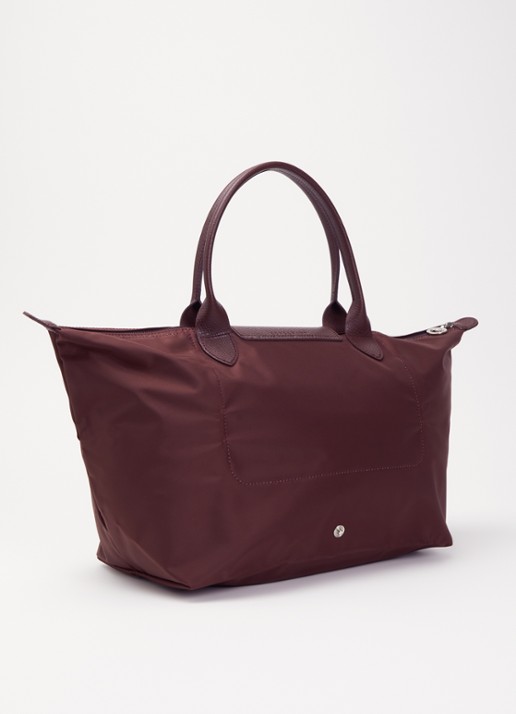 Longchamp Le Pliage One handtas L met leren details - achterkant 3 aubergine