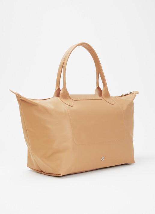 Longchamp Le Pliage One handtas L met leren details - achterkant beige