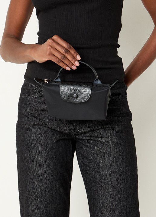 Longchamp Le Pliage One handtas met leren details - voorkant 6 zwart