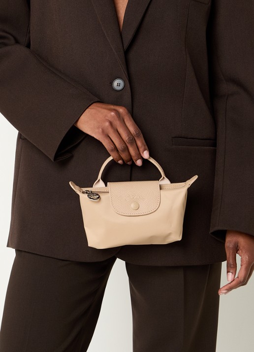 Longchamp Le Pliage One handtas met leren details - voorkant 6 beige