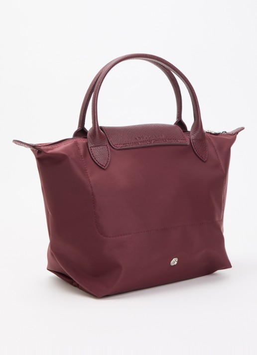 Longchamp Le Pliage One handtas S met leren details - achterkant 7 bordeauxrood