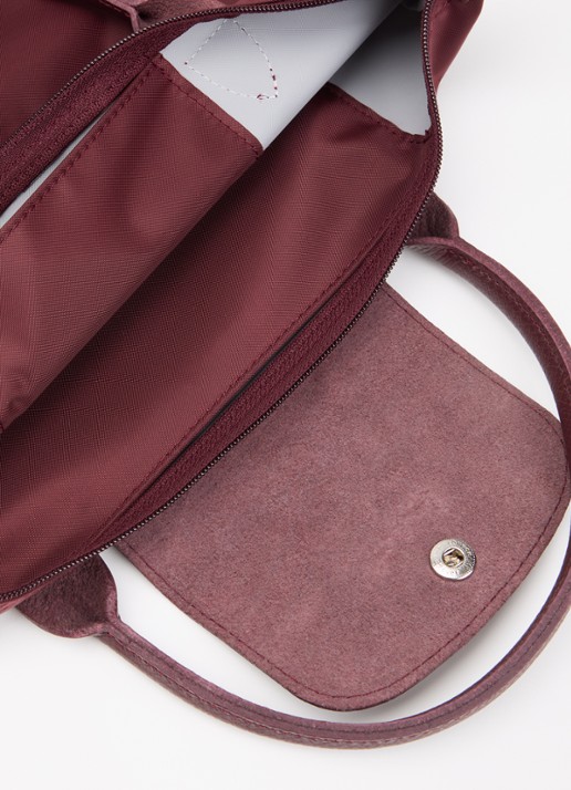 Longchamp Le Pliage One handtas S met leren details - detail bordeauxrood