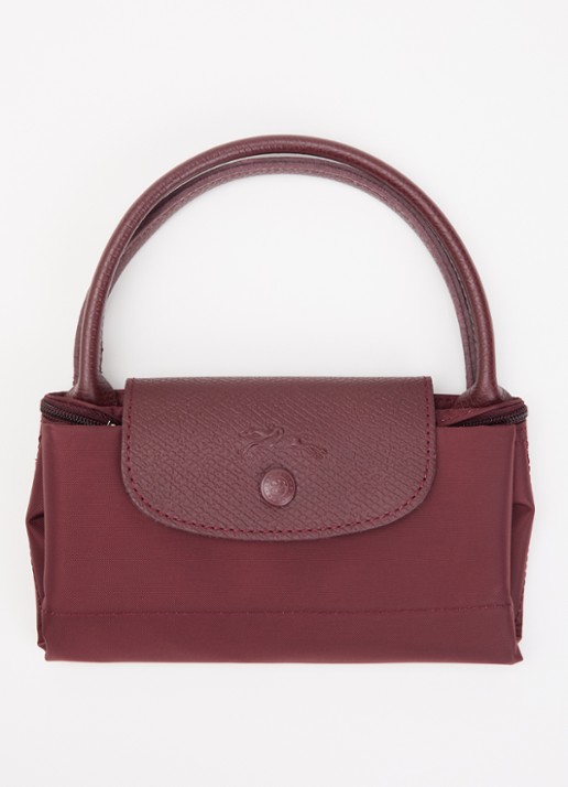 Longchamp Le Pliage One handtas S met leren details - detail 3 bordeauxrood