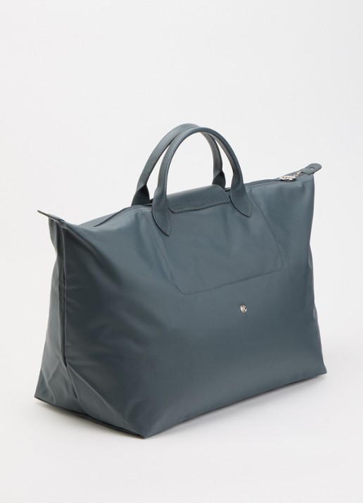 Longchamp Le Pliage One reistas L met leren details - achterkant staalblauw