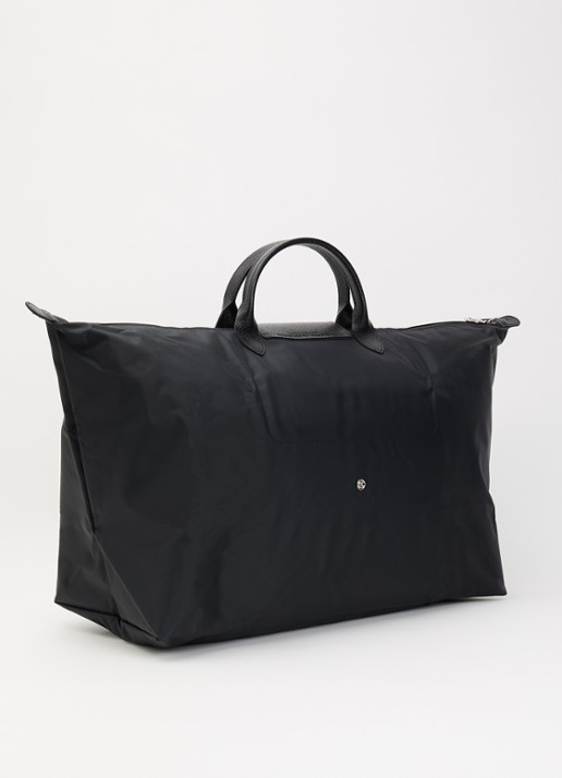 Longchamp Le Pliage One reistas XL met leren details - achterkant zwart