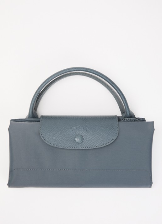 Longchamp Le Pliage One reistas XL met leren details - detail 6 staalblauw