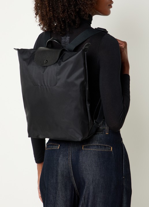 Longchamp Le Pliage One rugzak M met leren details - voorkant 4 zwart