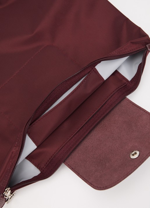 Longchamp Le Pliage One rugzak M met leren details - detail aubergine