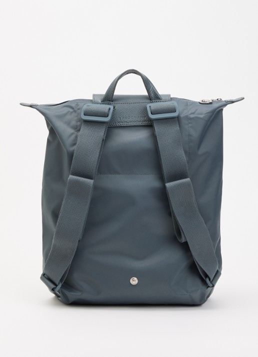 Longchamp Le Pliage One rugzak M met leren details - achterkant staalblauw