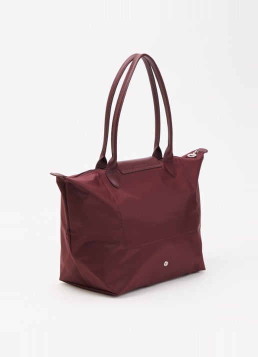 Longchamp Le Pliage One schoudertas L met leren details - achterkant bordeauxrood