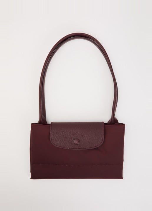 Longchamp Le Pliage One schoudertas L met leren details - detail 6 bordeauxrood