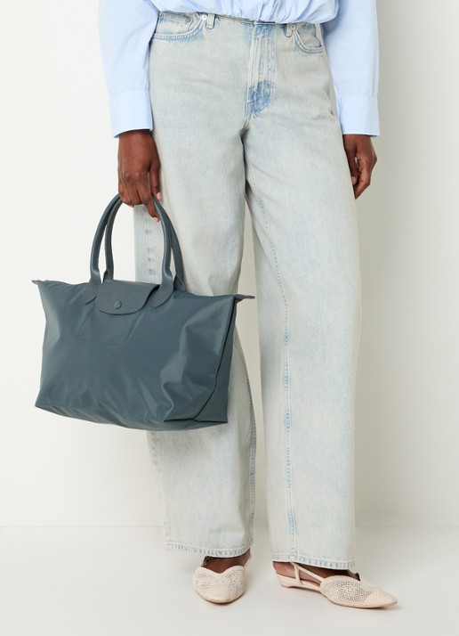 Longchamp Le Pliage One schoudertas L met leren details - voorkant 6 antraciet