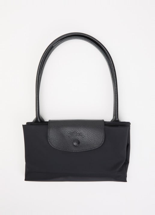 Longchamp Le pliage One schoudertas M met details van leer - detail 4 zwart