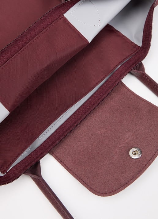Longchamp Le pliage One schoudertas M met details van leer - detail aubergine