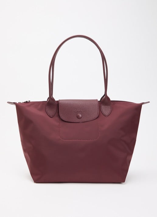 Longchamp Le pliage One schoudertas M met details van leer - voorkant 5 aubergine