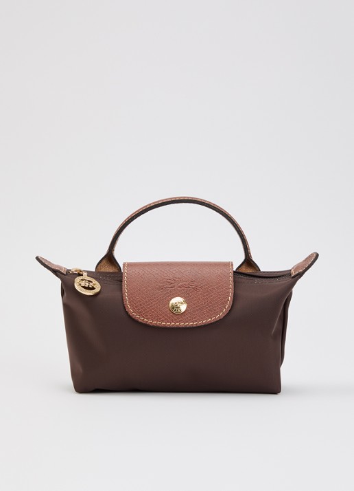 Longchamp Le Pliage Orginal handtas met leren details - voorkant 5 donkerbruin